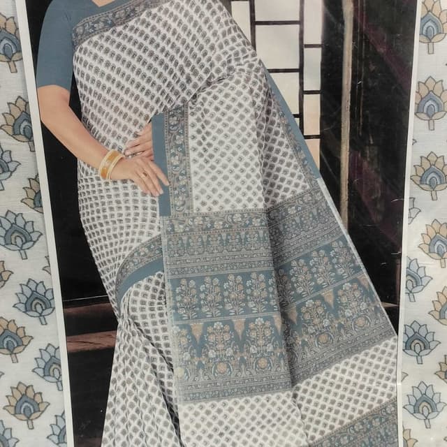 Cottan white Saree