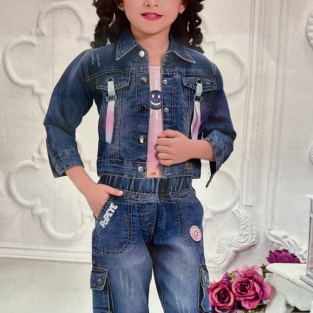 Blue, Pink Jacket and Jeans Set