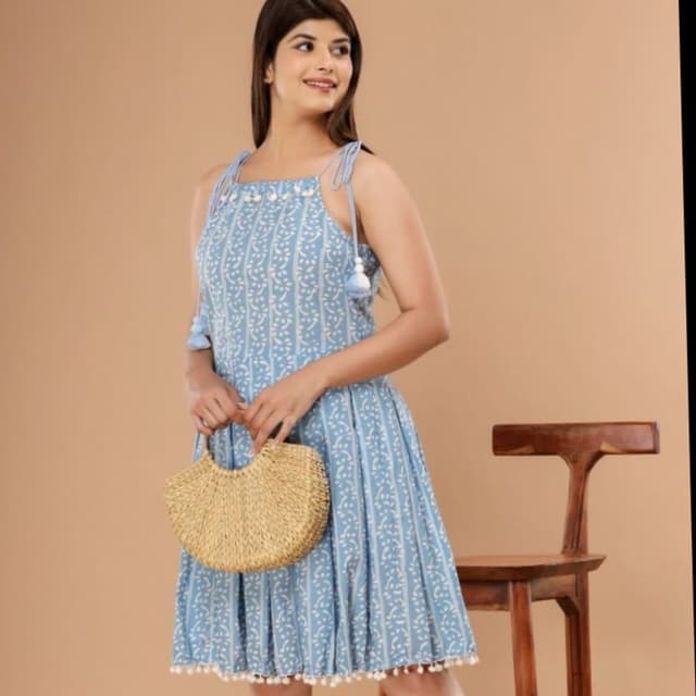 Light Blue and White Dress