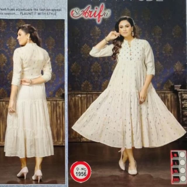 Long anarkali kurti cotton fabric
