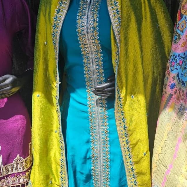 Yellow Navy Blue Salwar Suite