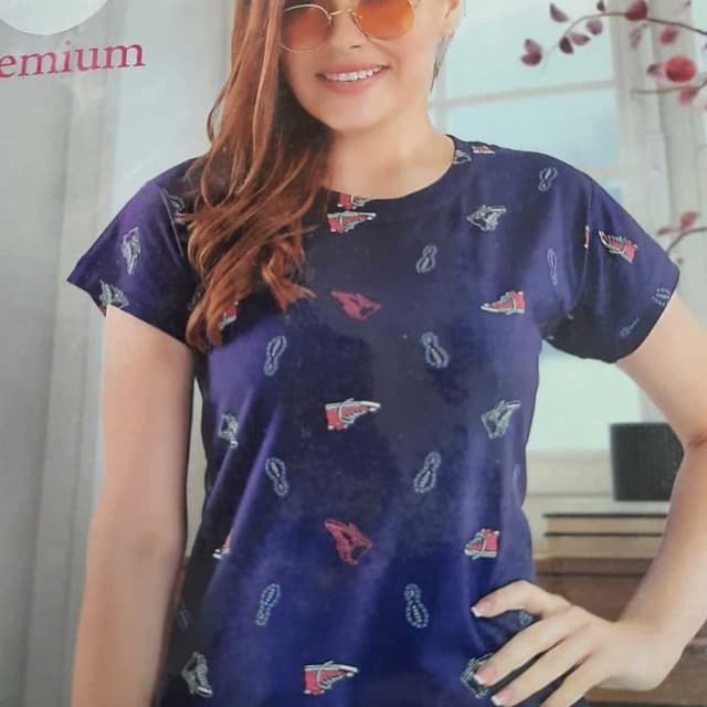 Deep Blue with Red, Gray and White accents T-shirt