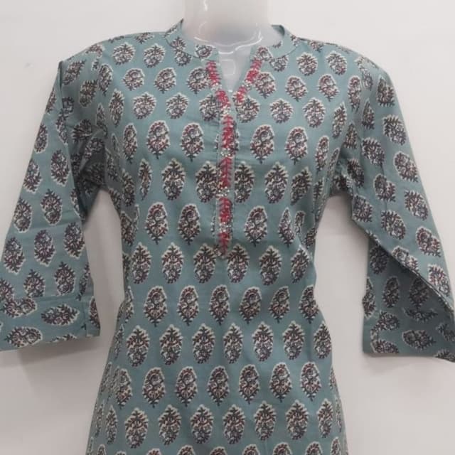 Blue, White, Red Kurta