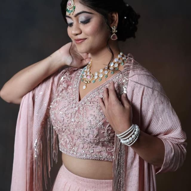 Soft pink, Silver Lehenga Choli