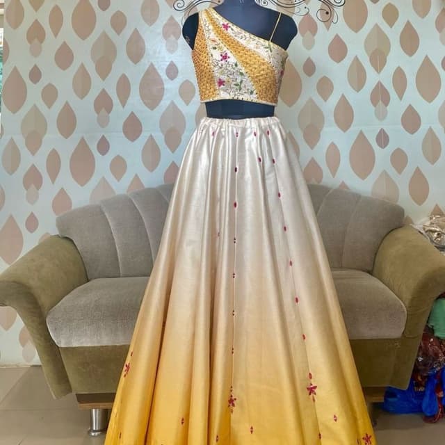 Gold, Cream, and Pink Lehenga Choli