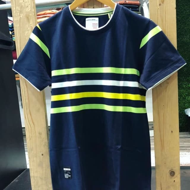 Navy Blue, White, Yellow, and Lime Green T-shirt