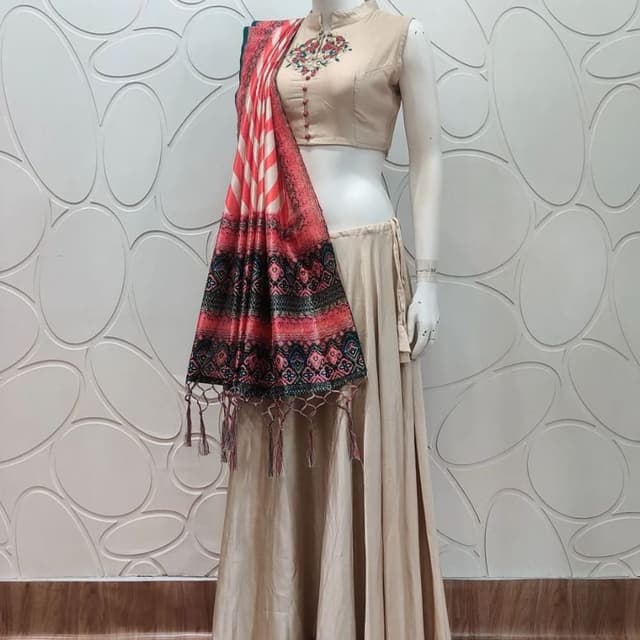 Beige, Red, Black, Green Lehenga Choli