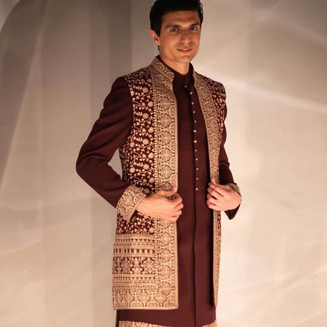 Maroon Sherwani