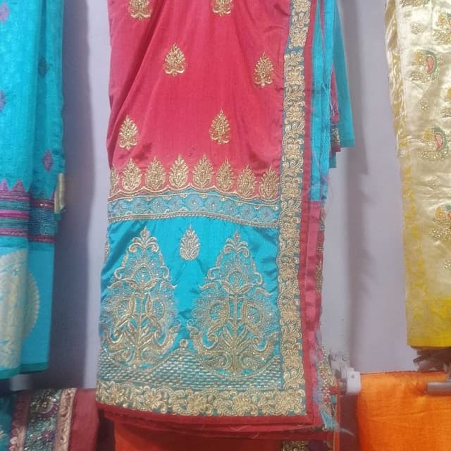 Pink Navy Blue Saree