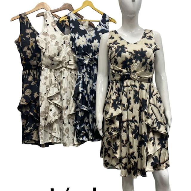 Black, Cream, Beige Dress