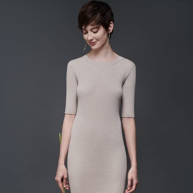 Beige, Neutral Dress