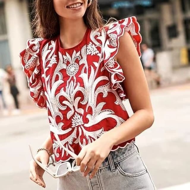 Red and White Top