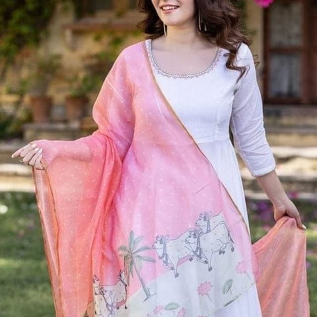 White, Pink, Peach Anarkali Suit