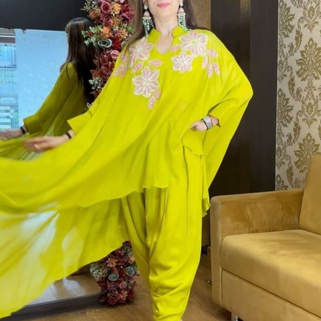 Yellow Light Green Salwar Suite