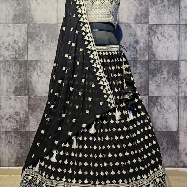 Black and White Lehenga Choli