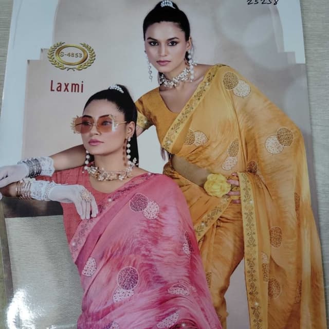 Pink and Yellow Saree