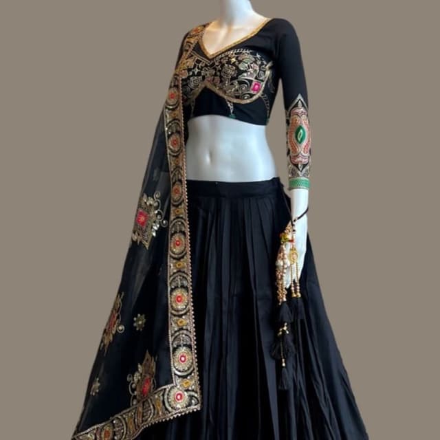 Black, Gold, Red, Green Lehenga Choli