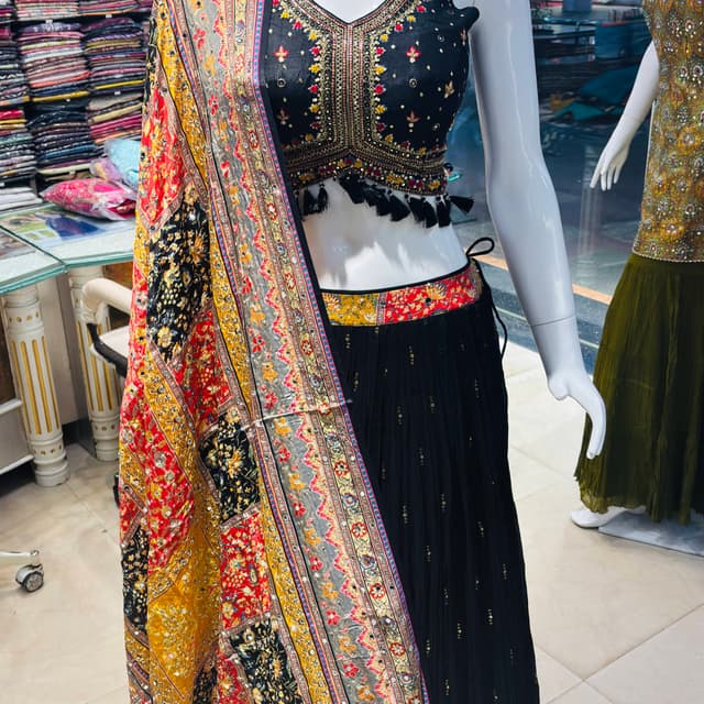 Black, Red, Yellow, Grey Lehenga Choli
