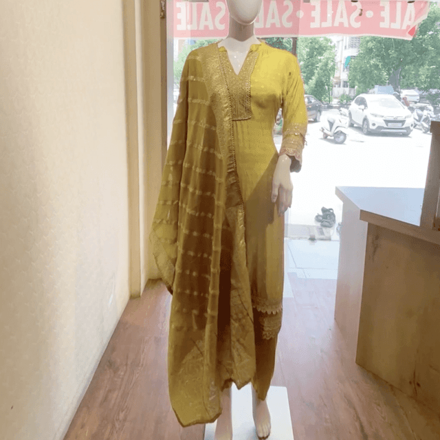 Mustard Yellow with Gold accents Salwar Kameez Suit
