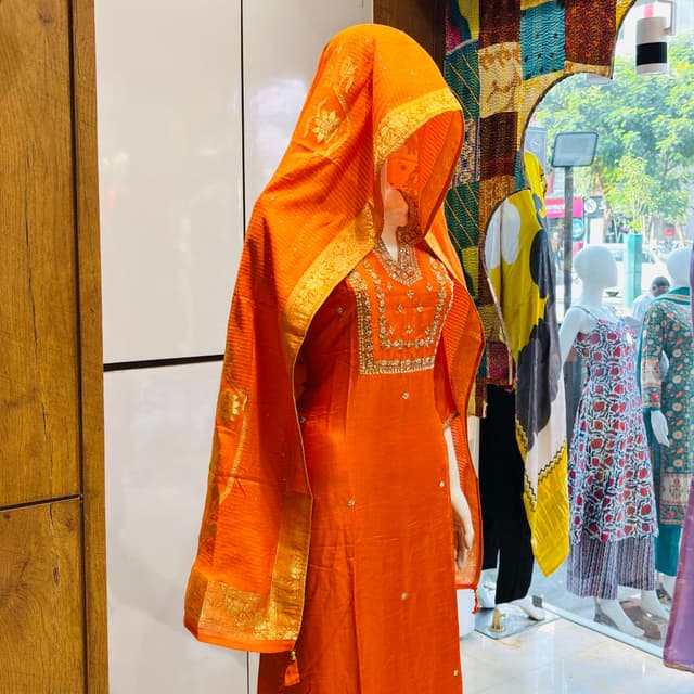 Orange and Gold Salwar Kameez with Dupatta
