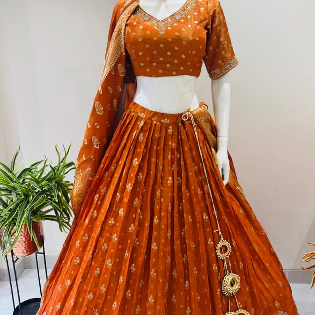 Orange and Gold Lehenga Choli