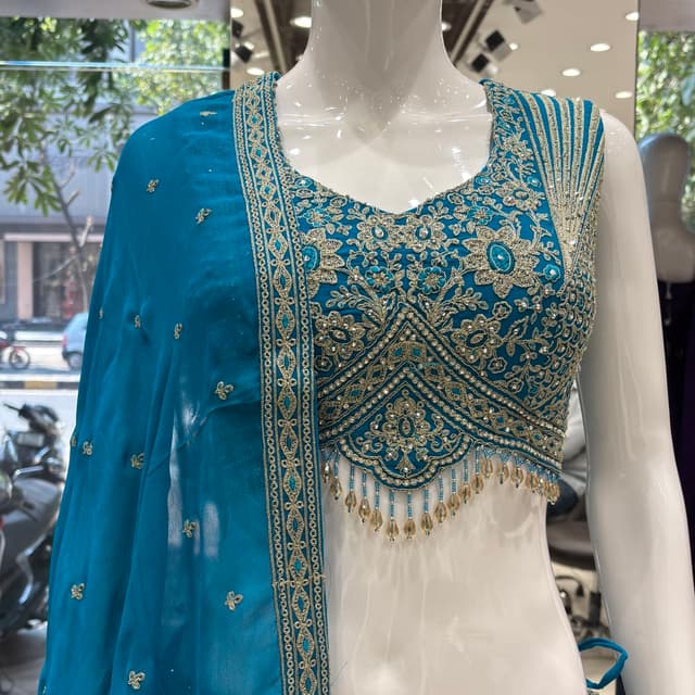 Light Blue Navy Blue Lehenga