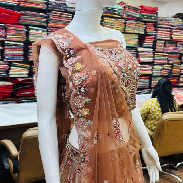 Brown, Gold, Pink, Purple Lehenga Choli