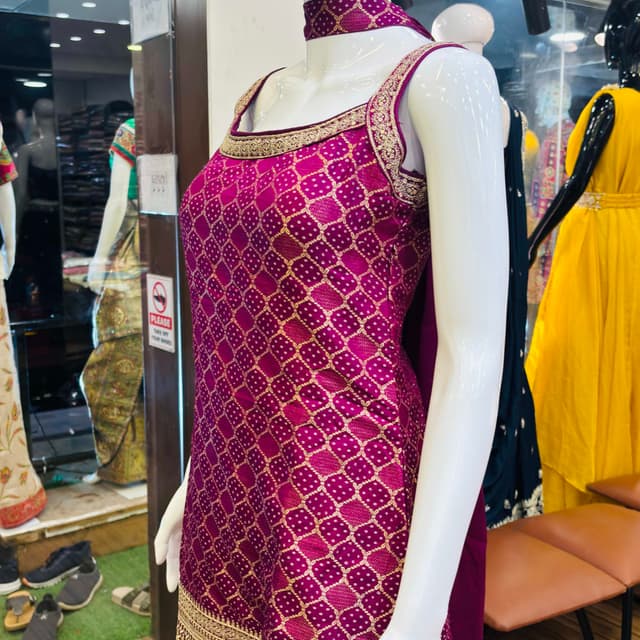 Magenta and Gold Salwar Kameez
