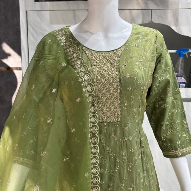 Maroon Light Green Salwar Suite