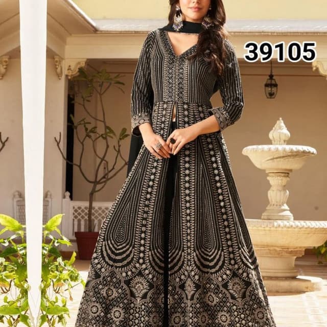 Black and Beige Anarkali Suit