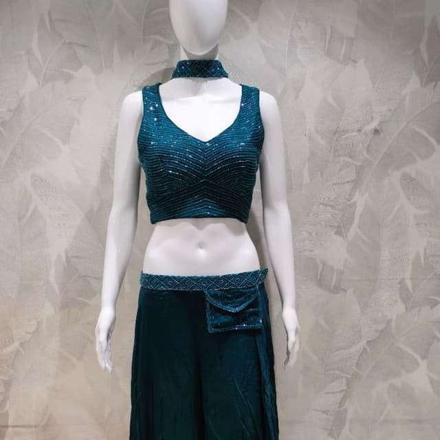 Teal with silver accents Lehenga Choli