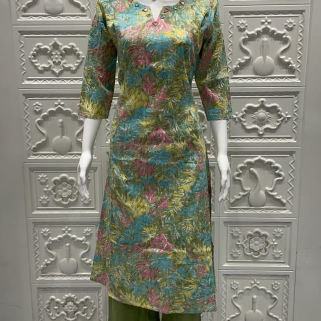 Green, yellow, blue, and pink Kurti