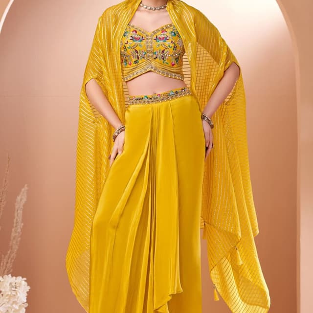 Yellow, Multicolor Sharara Set