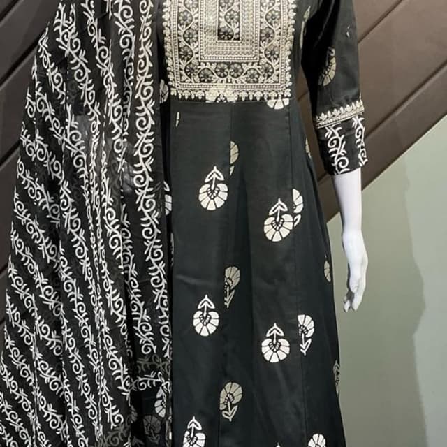 Black and White Kurta with Dupatta