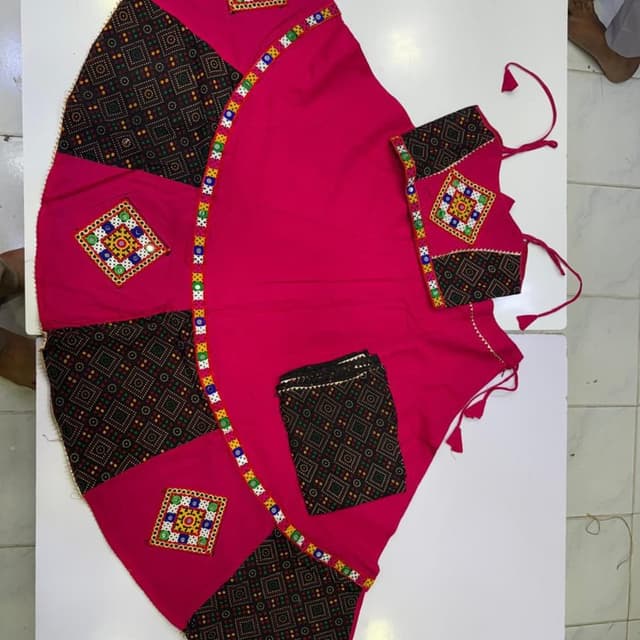 Hot Pink, Black, Multicolor Lehenga Choli