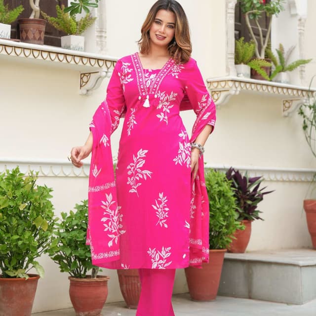 Pink and White Salwar Suit