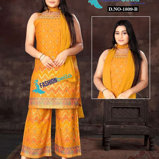 Yellow, Orange, Gold Salwar Kameez
