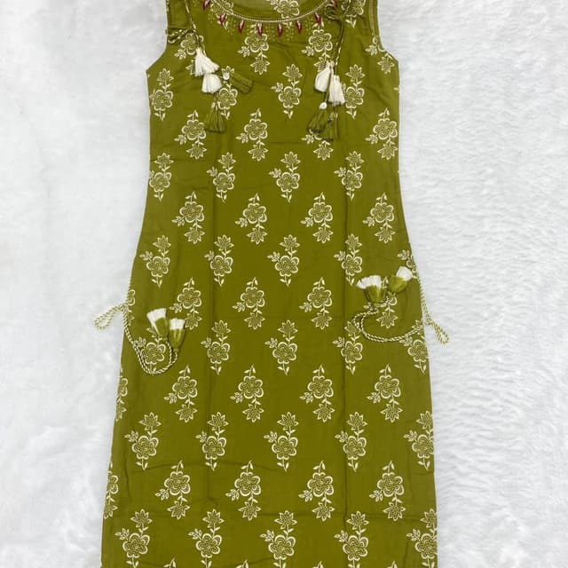 Olive Green and White Kurti