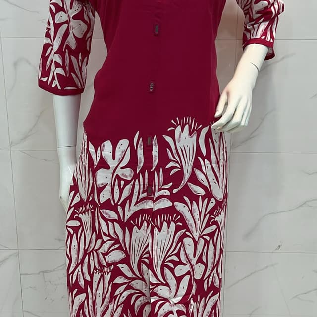 Burgundy and White Kurta Set