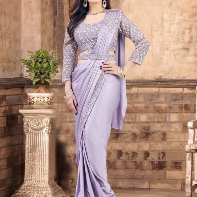 Lavender and Silver Saree