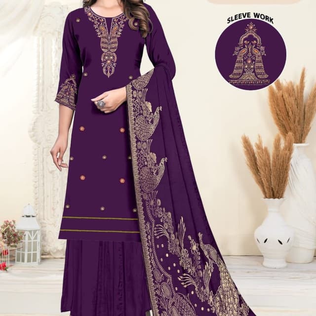 Purple and Gold Salwar Suit
