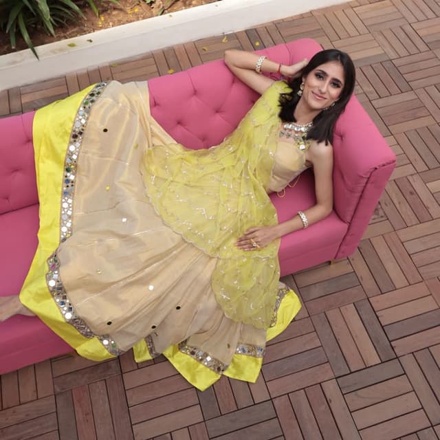Yellow and Beige Lehenga Choli