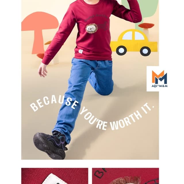 Burgundy, Blue T-shirt, Jeans