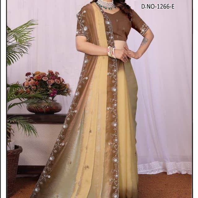 Brown and Yellow Saree