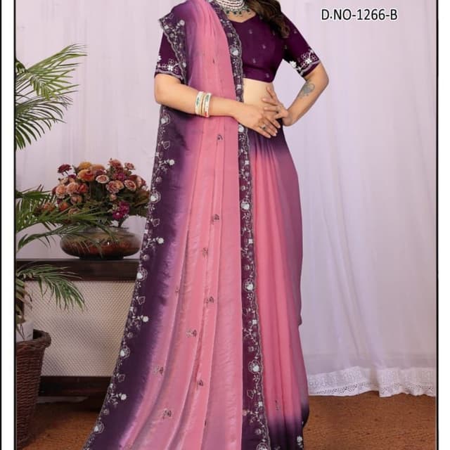 Pink and Purple Saree