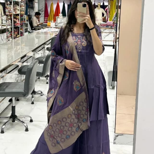 Purple, Gold, Multicolor Salwar Suit