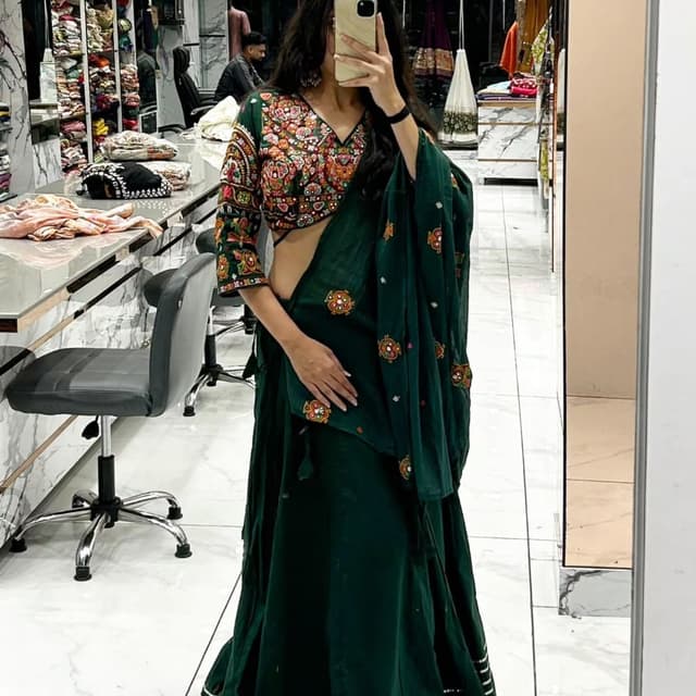 Emerald Green, Multicolor Saree