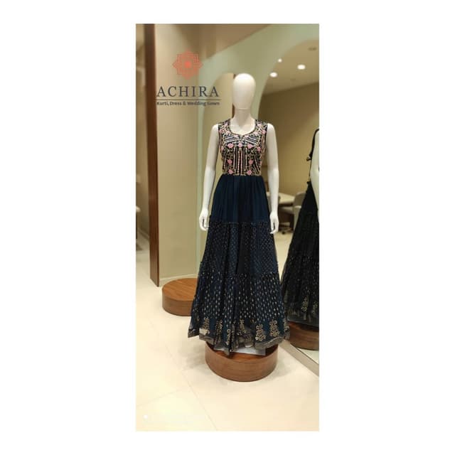 Navy Blue, Gold, Pink Dress/Gown