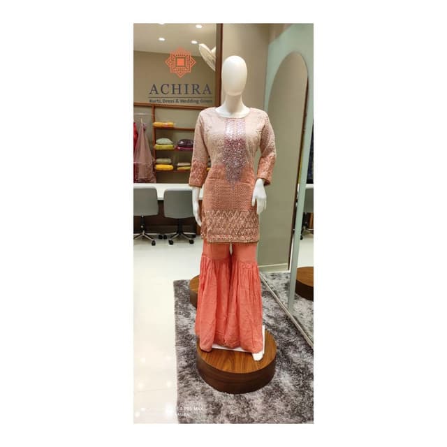 Peach and Light Beige Sharara Suit