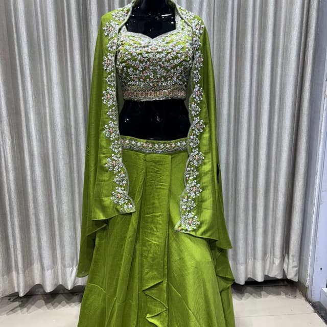 Green, Silver, Pink Lehenga Choli